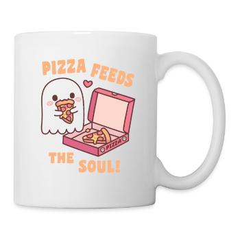 Une pizza fantôme mignonne nourrit l’âme drôle - Mug blanc - blanc - Droite