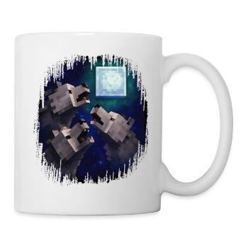 Retro Pixel Art 3 Wolfs Held heult den Mond an - Tasse - Weiß - Rechts
