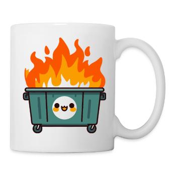Cute flaming trash can - Mug - white - Right