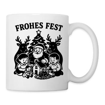 Frohes Fest Weihnachten Kinder Bescherung - Tasse - Weiß - Rechts