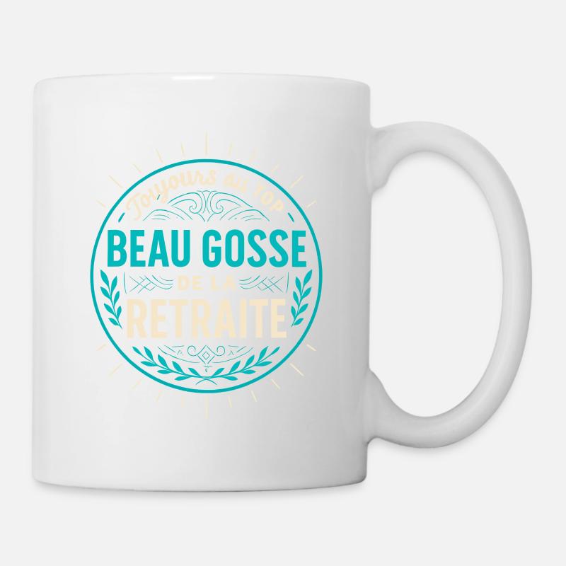 Beau Gosse Retraite - Badge Vintage - Mug blanc - blanc