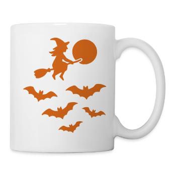 Flying Witch with Bats – Halloween Design - Mug - white - Right