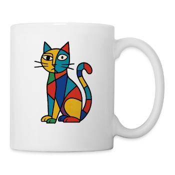 Cubist cat color variety - Mug - white - Right