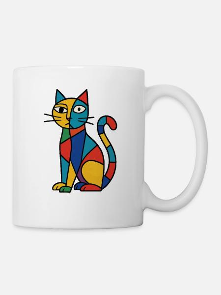 Kubistische Katzenfarbenvielfalt - Tasse - Weiß