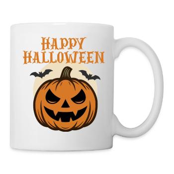 Joyeux Halloween citrouille avec des chauves-souris - Mug blanc - blanc - Droite