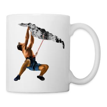 Climbing train on the rock - Mug - white - Right