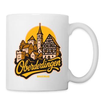 Oberderdingen Skyline im Vintage Lettering Stil - Tasse - Weiß - Rechts