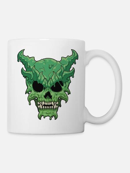 Crâne démon vert dégoulinant - Mug blanc - blanc