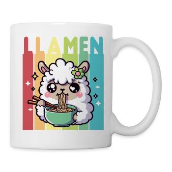 Kawaii Rainbow Noodle Eater Llama - Mug - white - Right