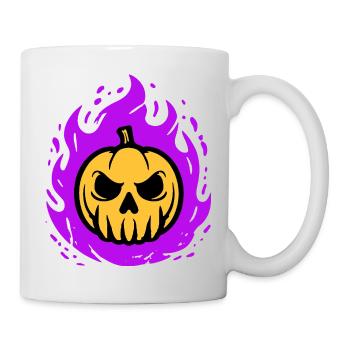 Orange pumpkin with purple flames - Mug - white - Right