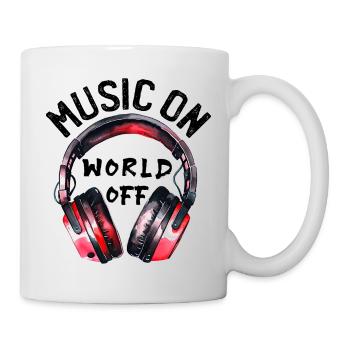 Kopfhörer - music on  - world off - Tasse - Weiß - Rechts