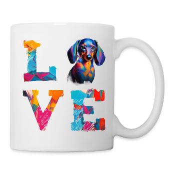Watercolor Dachshund Love Dog Art – Weiner Dog Dad - Mug - white - Right