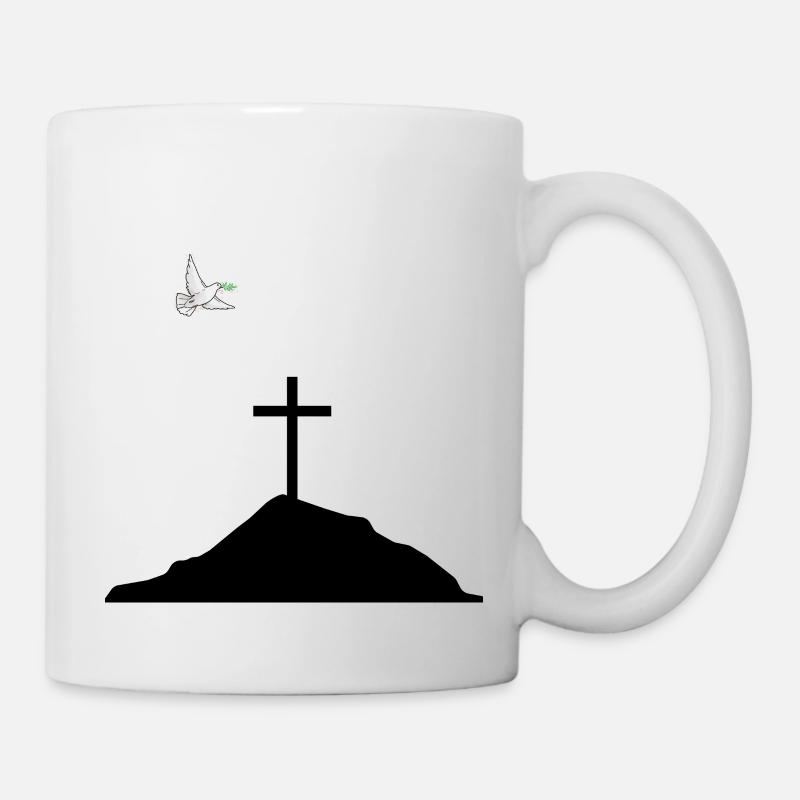 Colombe de la paix et croix sur la montagne - Mug blanc - blanc