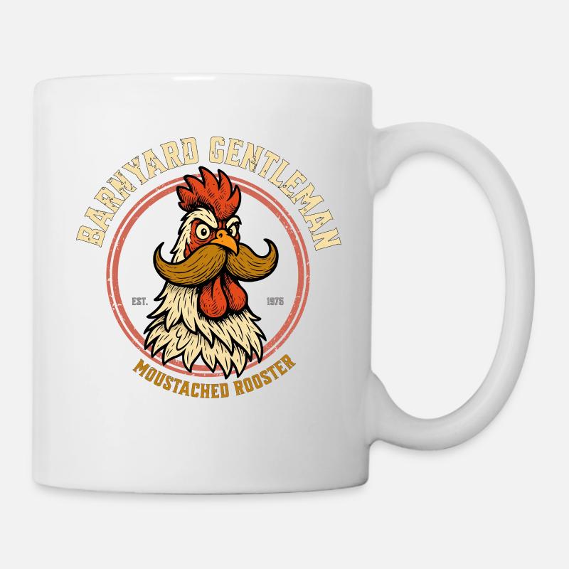 Le coq moustachu - Mug blanc - blanc