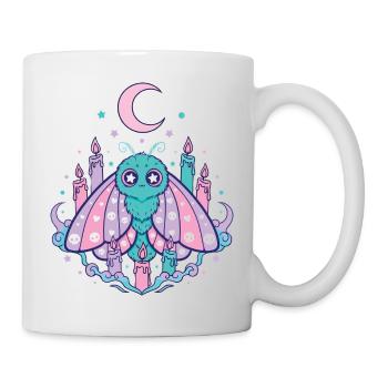 Pastellfarbene Kawaii Gothic Motte - Tasse - Weiß - Rechts