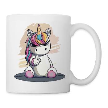 Cheeky Unicorn with Index Finger – Cute & Cool - Mug - white - Right