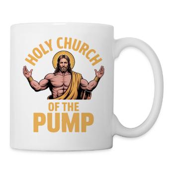 Heilige Kirche der Pumpe - Lustiger Jesus Gym Meme - Tasse - Weiß - Rechts