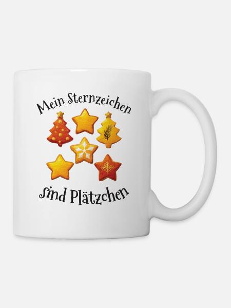 Lustiges Weihnachten Sternzeichen Plätzchen Motiv - Tasse - Weiß