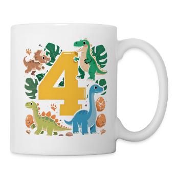 4 Year Old Cute Rex 4th Birthday Gift Funny - Mug - white - Right