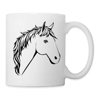 Cheval Tête de Cheval T-shirt Cadeau Cavalier - Mug blanc - blanc - Droite