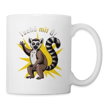 Lemur Tschö mit Ö Abschied. Wortspiel. - Tasse - Weiß - Rechts