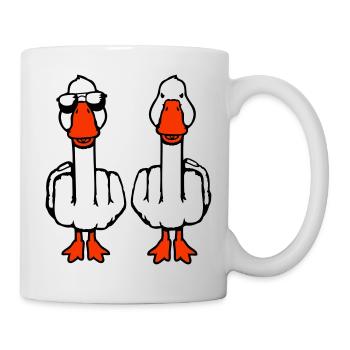 2 Goose Double Middle Finger Geese Friends Team Duo - Mug - white - Right
