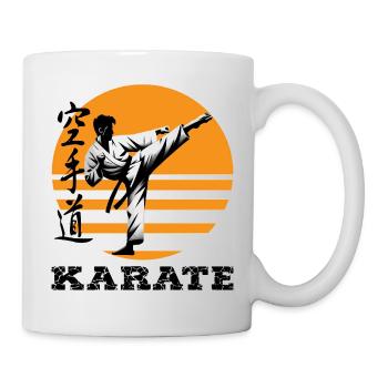 Karate silhouette in the circle of the sun - Mug - white - Right