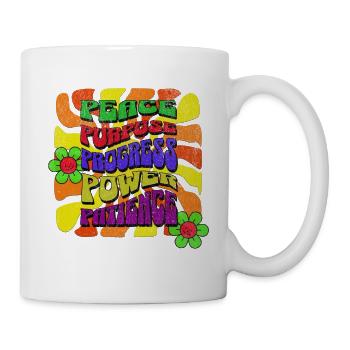 Paix Objectif Progrès Puissance Patience Rétro Design - Mug blanc - blanc - Droite