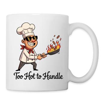 Cooking hero with fire pan - Mug - white - Right