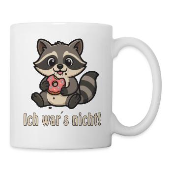 It wasn't me: raccoon with donut - Mug - white - Right