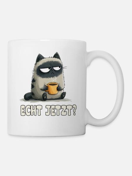 Grummelkatze mit Kaffee - Tasse - Weiß