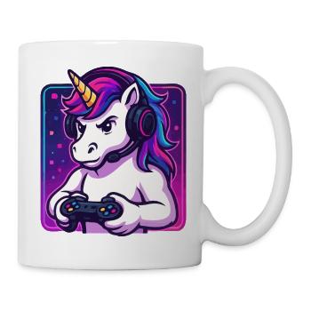 Neon Einhorn Gamer - Tasse - Weiß - Rechts