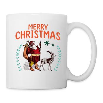 Vintage Santa Claus Reindeer Illustration - Mug - white - Right