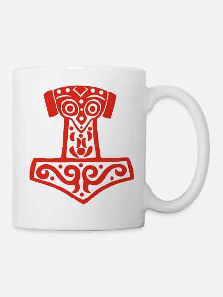 Thors Hammer (Rot) - Tasse - Weiß