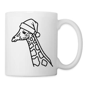 Weihnachtsgiraffe Cartoon Illustration - Tasse - Weiß - Rechts