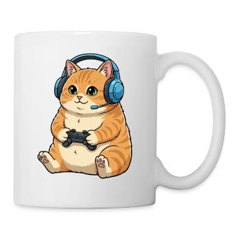 Gamer Katze mit Headset - Tasse - Weiß - Rechts