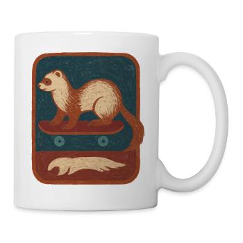 Frettchen auf Skateboard Retro - Tasse - Weiß - Rechts