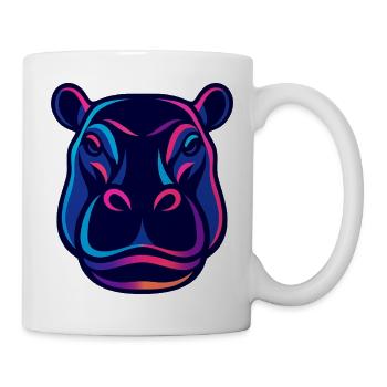 Neon Hippo Kopf - Tasse - Weiß - Rechts