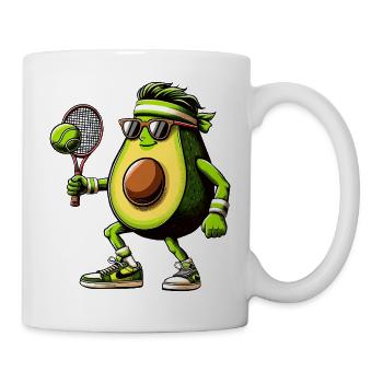 Funny avocado playing tennis with racket and ball - Mug - white - Right