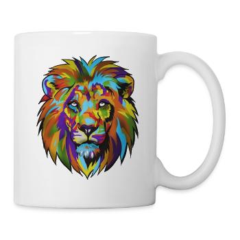 Löwen PopArt Farbrausch - Tasse - Weiß - Rechts