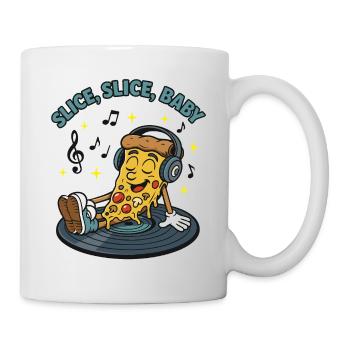 Slice Slice Baby – Funny Pizza Retro Comic Moti - Mug - white - Right