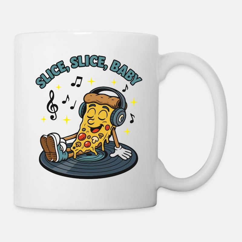 Slice Slice Baby – Lustiges Pizza Retro Comic Moti - Tasse - Weiß