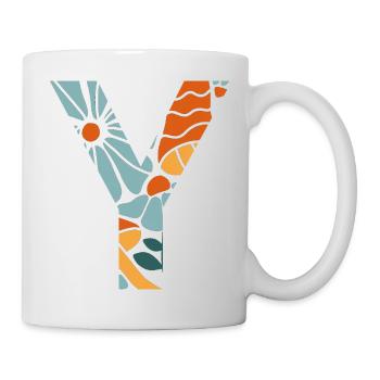 Geschenkidee für Buchstaben und groovige Blumen - Tasse - Weiß - Rechts