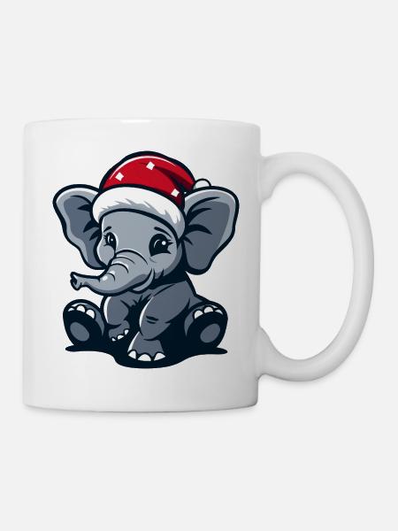 Noël des éléphants - Mug blanc - blanc