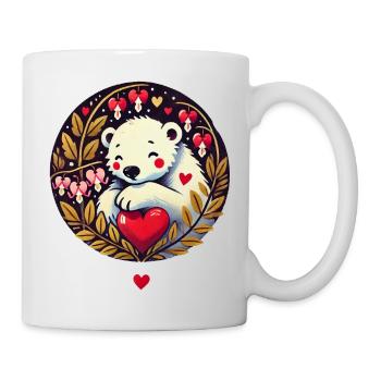 Ours câlin coeur polaire - Mug blanc - blanc - Droite