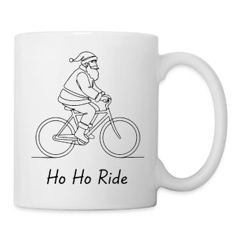 Ho Ho Ride Minimalist Line of Santa Claus on bike - Mug - white - Right