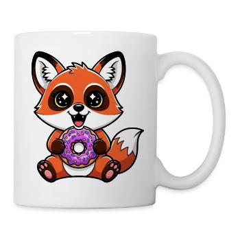 Süßer Fuchs Cartoon Chibi Freude Strahlende Augen - Tasse - Weiß - Rechts