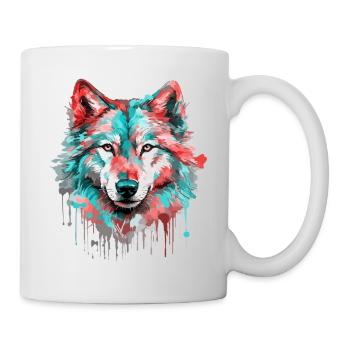 Wolf Wolfskopf Raubtier Wald Natur Wildnis Bunt - Tasse - Weiß - Rechts