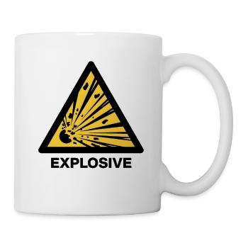 Explosive Warnzeichen Funshirt  - Tasse - Weiß - Rechts