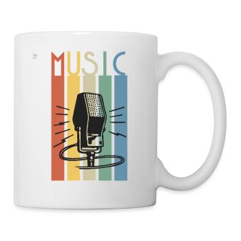 Retro Mikrofon Musikstreifen - Tasse - Weiß - Rechts